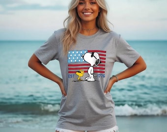 T-shirt patriotique Snoopy America 250e anniversaire drôle 4 juillet
