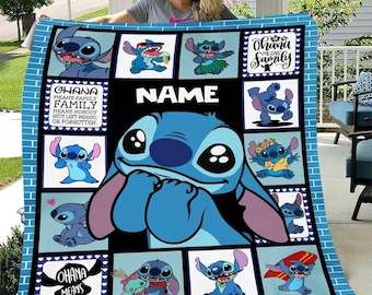 Couverture en flanelle avec nom personnalisé Ohana signifie famille
