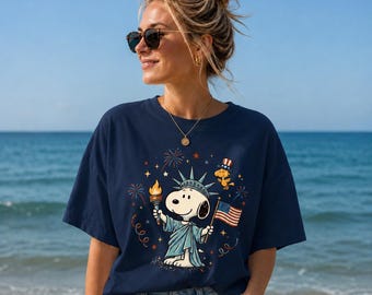 Snoopy America 250th Anniversary 1776 USA Independence Day Retro Tee