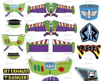 Galactic Space Ranger Inspired Clipart Set SVG PNG, Toy Hero Equipment