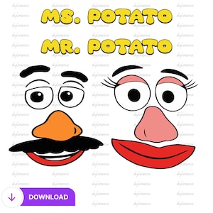 Mr and Mrs Potato Face PNG Design, Toy Story (Digital Download)