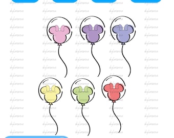 Mınnıe Mouse Balloon Clipart Set Bundle , Kids Party Decor (PNG SVG)