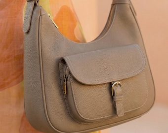 Chic Minimalist Cargo Leather Bag - 100% Genuine Cowhide Leather - Shoulder/Crossbody - 3 colors