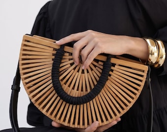 Handmade Bamboo Bag | Bohemian Women Summer Crossbody/Purse | 100% natural Bamboo | Events, parties, nights boho wrist purse |  Gift Idea
