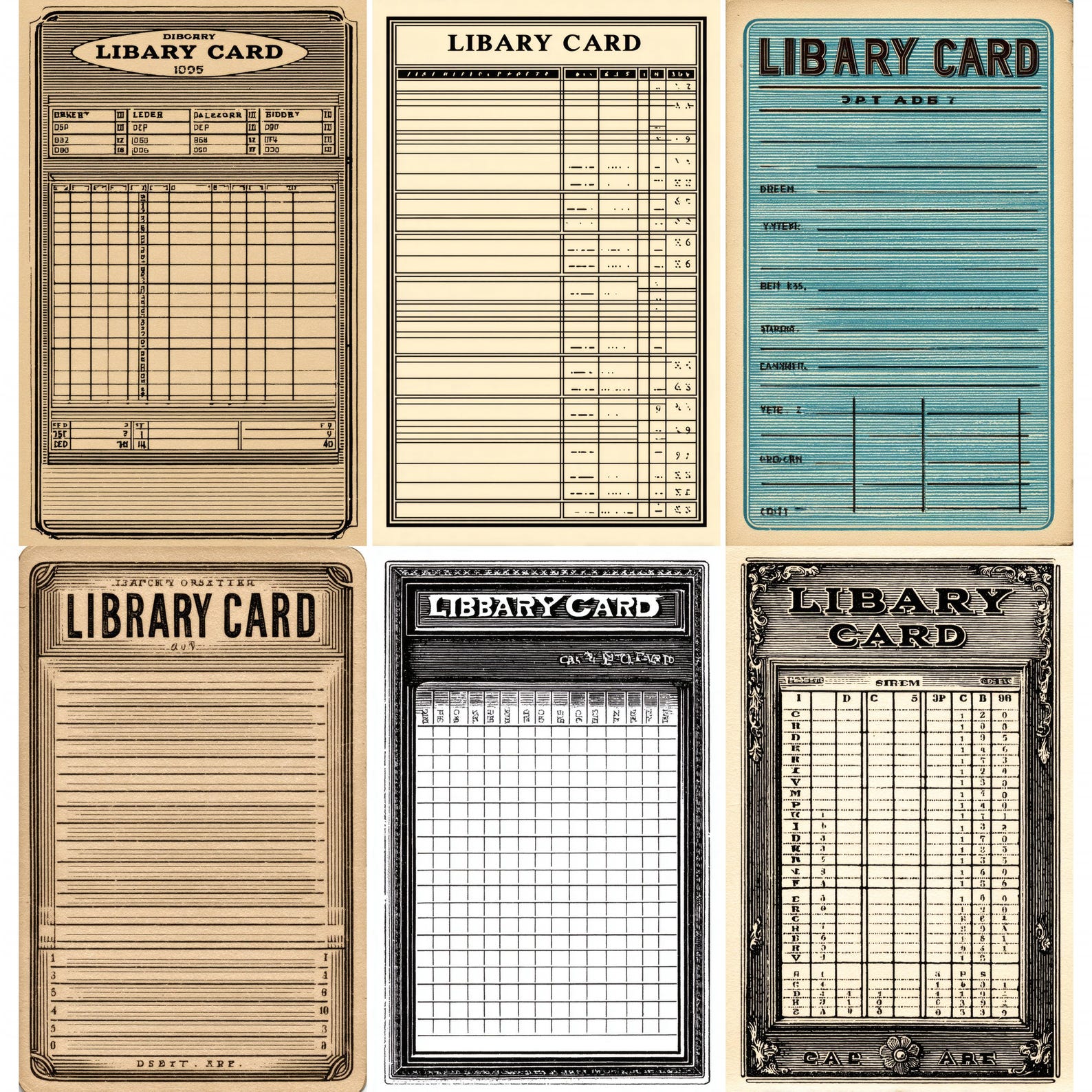 49 Library Card Pages, Vintage Library Card Junk Journal Kit, Retro ...