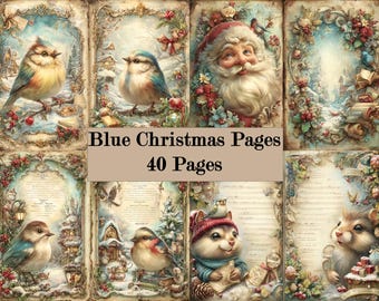 40 Printable Christmas Journal Pages, Junk Journal Holiday Paper, Simple Winter Pages, Festive Printable Sheets, Holiday Scrapbook Paper