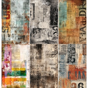Industriële grunge junk journal pagina's, vintage tekst scrapbookpagina, verweerd collagepapier, journalbenodigdheden, digitale download
