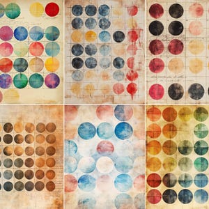 52 Watercolor Grid Junk Journal Pages, Vintage Parchment Paper, Script Texture Ephemera Pack, Artistic Backgrounds, Digital Download