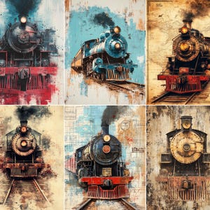 Steampunk Locomotive Journal, Industrial Railway Archive Paper, Vintage Train Scrapbook Supplies,  Journal Supplies, Digital Download