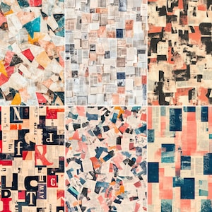 52 Vintage Newspaper Pages, Cutout Letter Backgrounds, Retro Typography Papers for Junk Journal, Scrapbook Supplies, Digital Download
