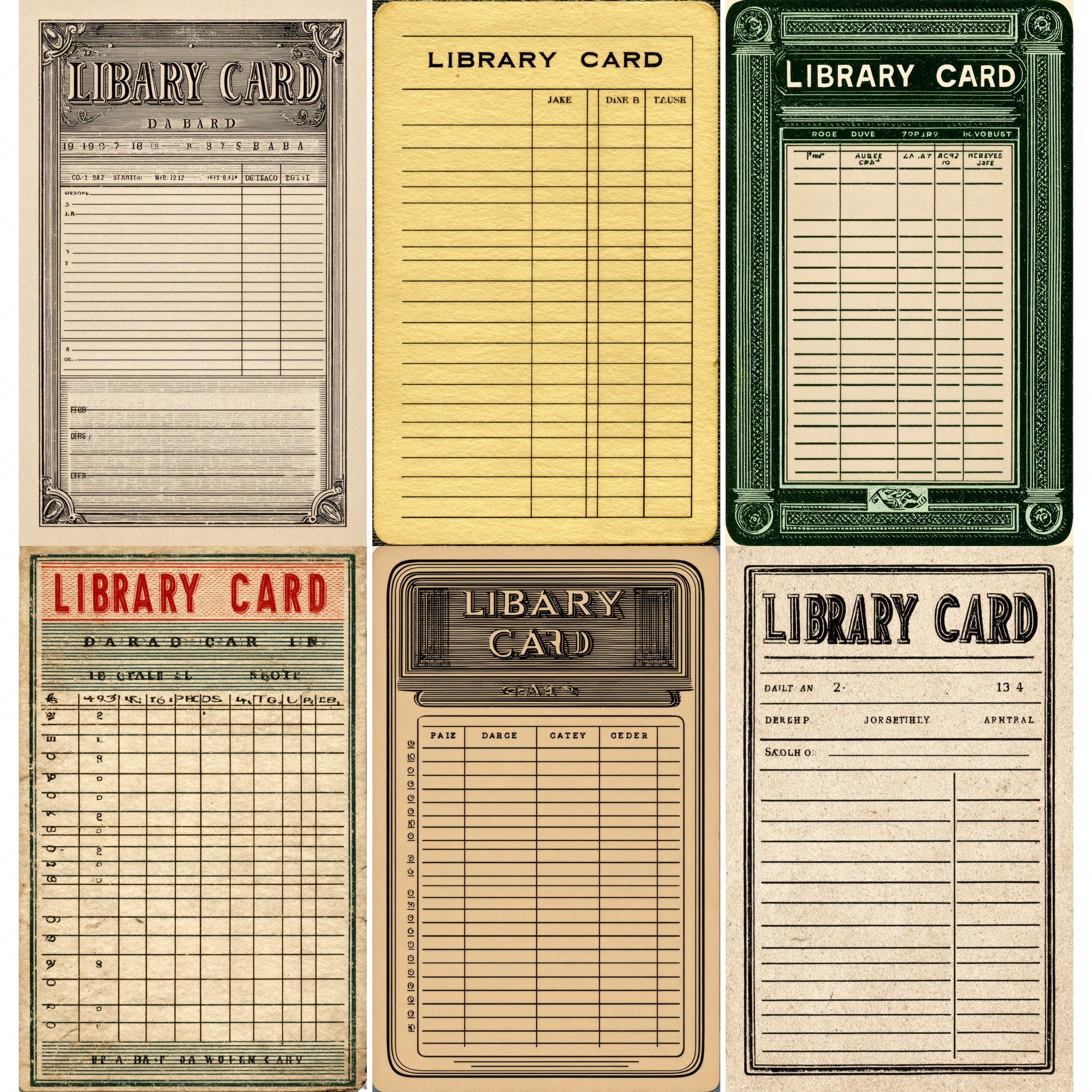 49 Library Card Pages, Vintage Library Card Junk Journal Kit, Retro ...