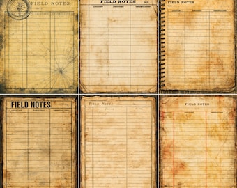 Vintage-Expeditionsnotizkarten, antike Expeditionsjournalkarten, druckbare Schreibvorlagen, Junk-Journal-Materialien, digitaler Download