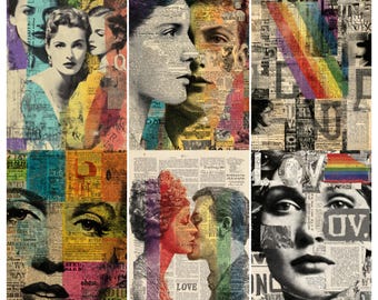 LGBTQ Junk Journal Pages, Pride Vintage Ephemera Printable, Rainbow Journal Paper Pack, Queer Scrapbook Pages, Digital Download