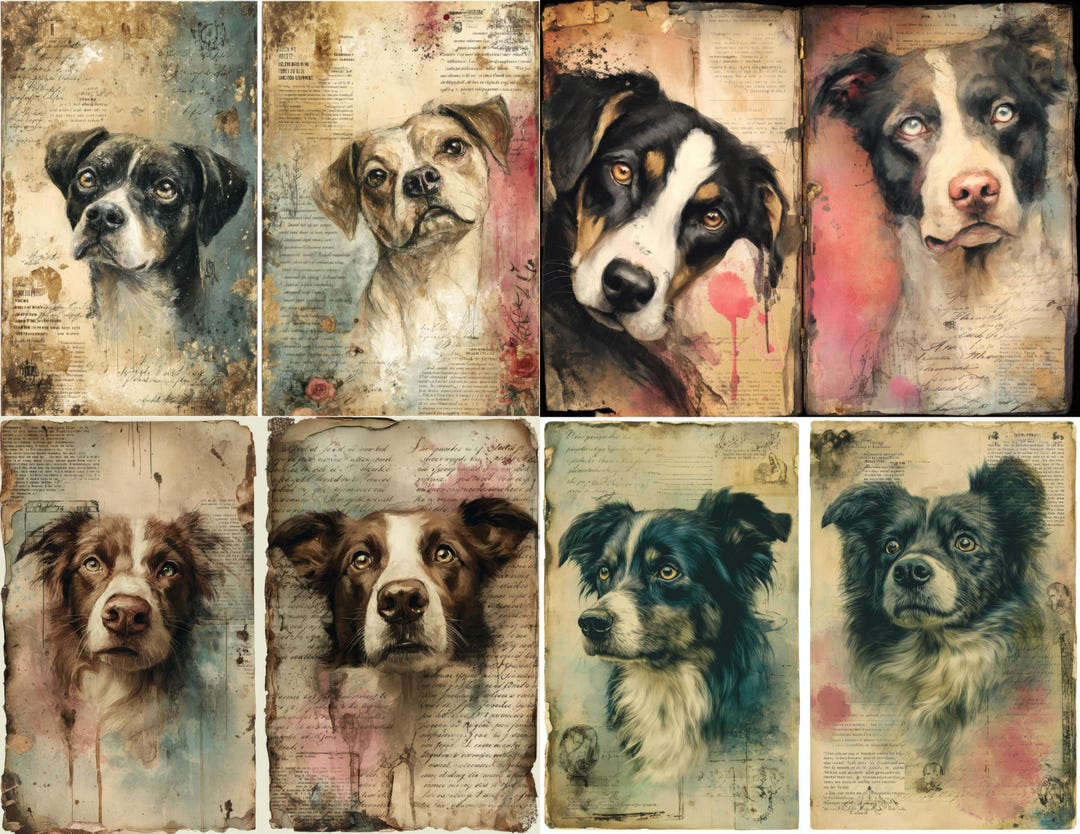 Journal Doogs Dog Journal Pages, Printable Junk Journal Kit, Vintage Dog Art, Pet ...