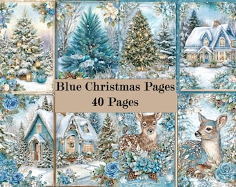 44 Hygge Christmas Junk Journal Pages, Warm Winter Watercolor Art, Cozy Holiday Scrapbook Paper, Festive Sheets, Retro Xmas Digital Download