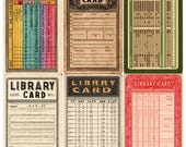 49 Library Card Pages, Vintage Library Card Junk Journal Kit, Retro Catalog Card Paper Pack, Scrapbook Supplies, Digital Download