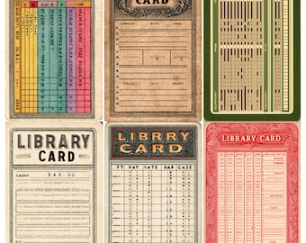 49 Library Card Pages, Vintage Library Card Junk Journal Kit, Retro Catalog Card Paper Pack, Scrapbook Supplies, Digital Download