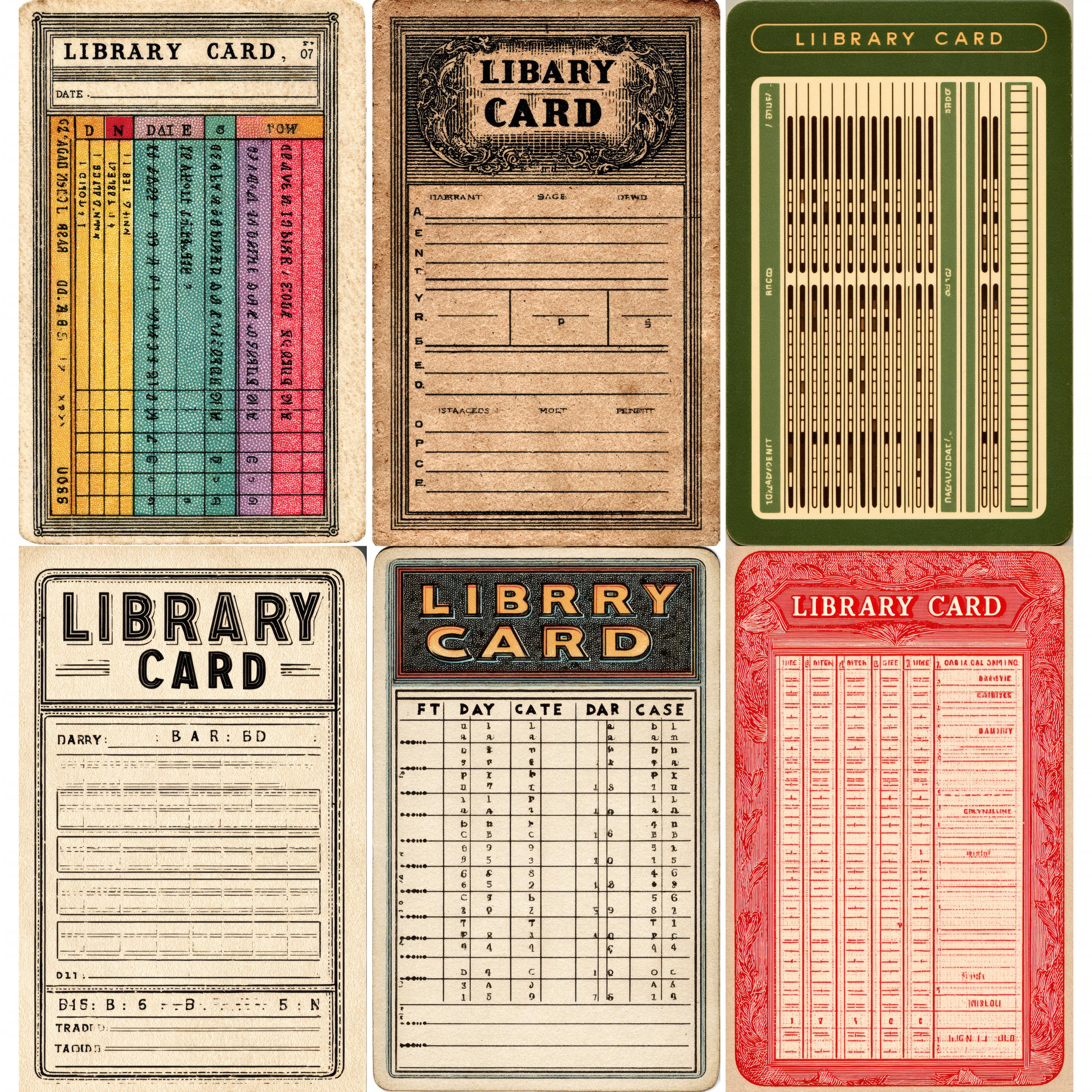 49 Library Card Pages, Vintage Library Card Junk Journal Kit, Retro ...
