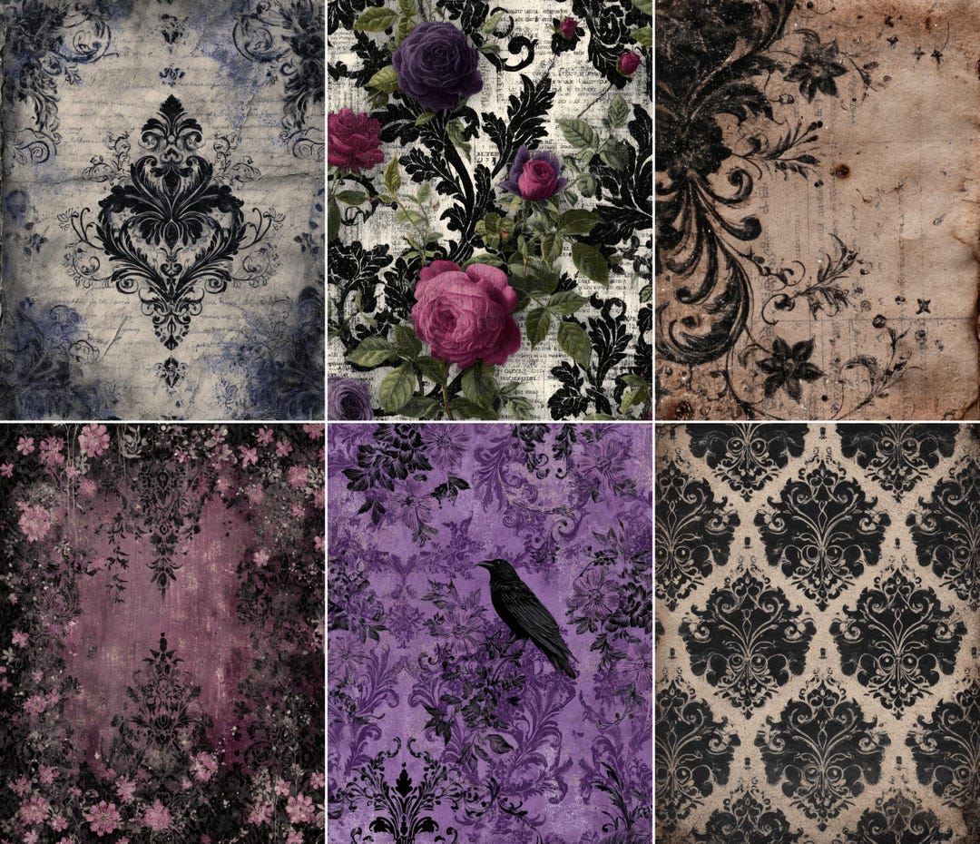 52 Dark Gothic Junk Journal Pages, Vintage Gothic Paper Pack, Moody ...