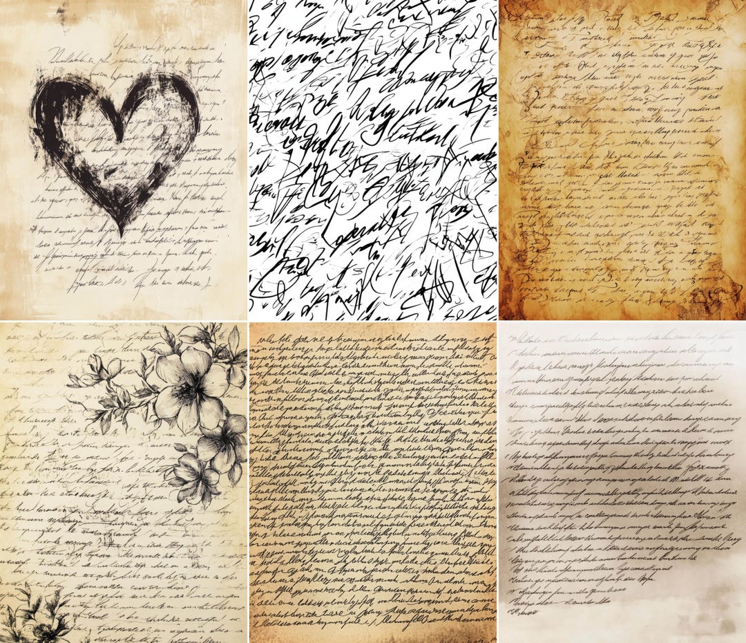 Romantic Cursive Letter Papers, 52 Love Letter Junk Journal Pages ...