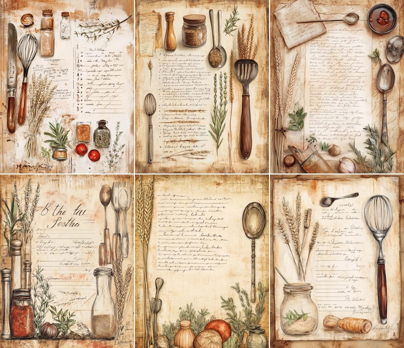 Rustic Recipe Pages 60 Farmhouse Recipe Pages, Rustic Kitchen Journal Printable, Vintage ...