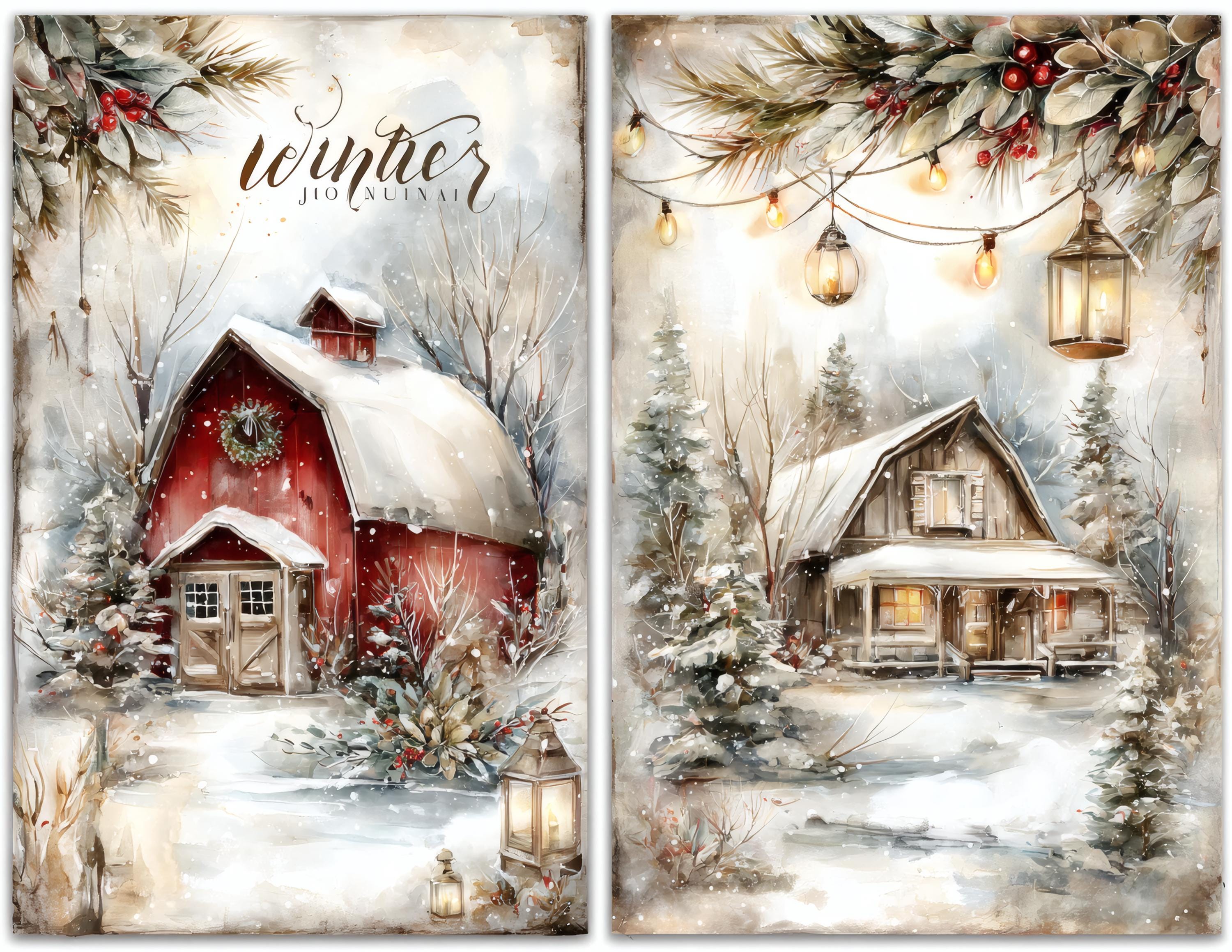 Christmas Junk Journal Kit, 40 Full Design Pages, Vintage Art Paper ...
