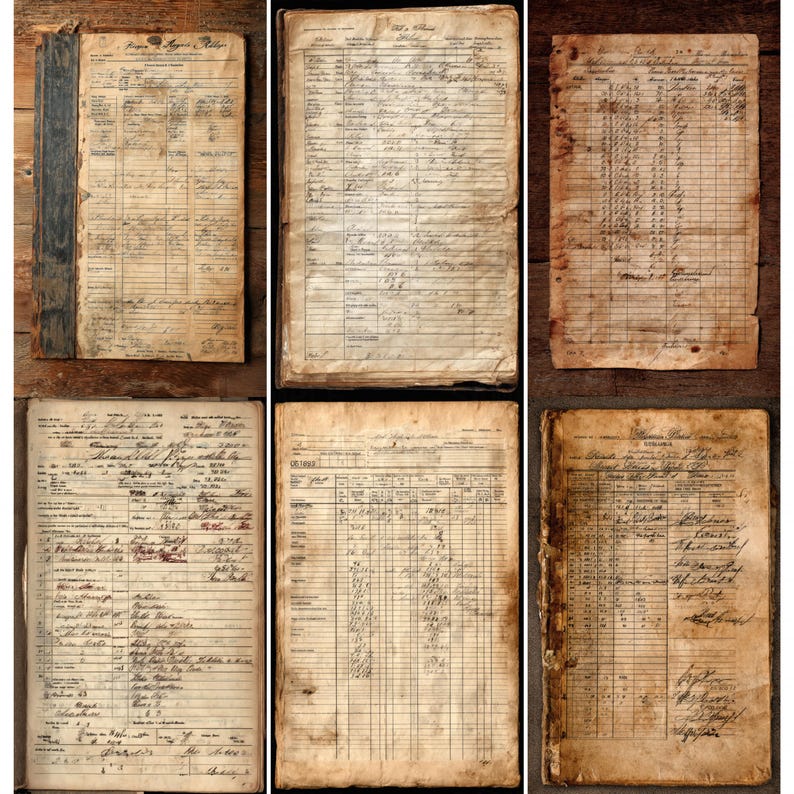 51 Vintage Ledger Pages, Single Old Ledger Junk Journal Pages, Antique ...