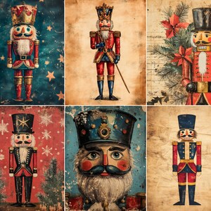Sfondo per diario a tema Schiaccianoci di Natale, Carta natalizia vintage, Materiali per scrapbooking natalizi antichi, Materiali per diario, Download digitale