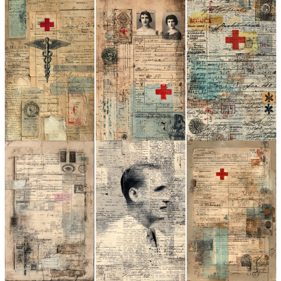 Old Medical File Examples Medical Vintage Record Junk Journal Pages, Doctor Document Paper, Old ...