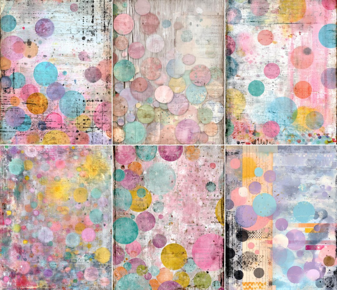 56 Pastel Mixed Media Junk Journal Pages, Masterboard Collage Scrapbook ...