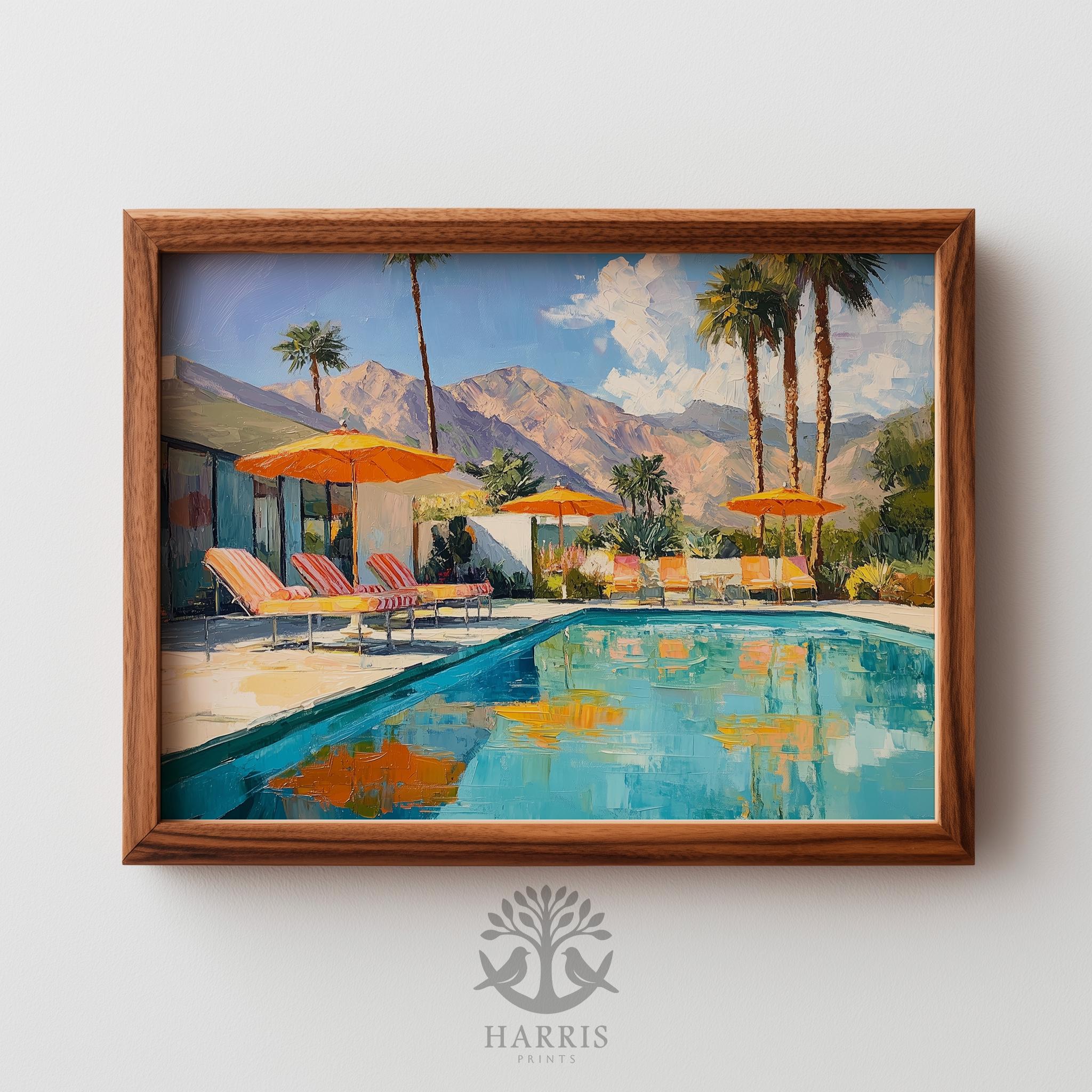 Summer Palm Springs Mid-century Poolside Scene - Retro Bright