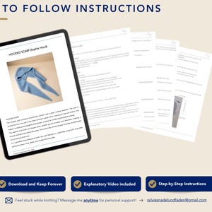Sophie Hood Knitting Instructions DIY Hooded Scarf PDF Easy Garter Stitch Knitting Pattern Shawl Winter Accessory Instant Download image 3