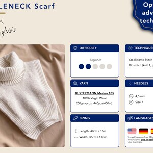 Cozy Sweater Scarf Knitting Pattern Sleeveless Turtleneck Scarf Winter Knit Project DIY Winter Accessory Handmade Fashion Shawl PDF image 4