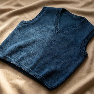 Patrón de tejido sin mangas para chaleco con cuello en V fácil, instrucciones en PDF, diseño escandinavo, top de punto para primavera/verano, prenda de capas rápida DIY imagen 11