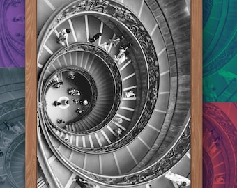 Endless Spiral – Black and White Staircase DIGITAL DOWNLOAD Poster