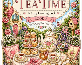Cozy Tea time Coloring Book – 25 Whimsical Designs (PDF Download)
