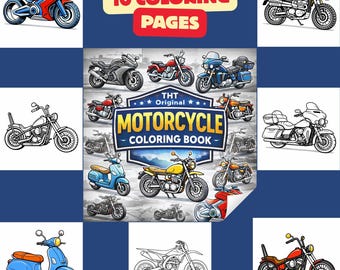 Motorcycle Coloring Book | 10 Bike coloring Pages, Relaxing Art (PDF Pattern)