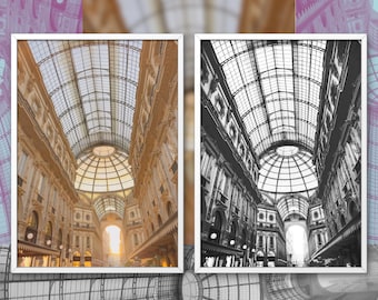 Printable Milan Galleria Sunset Photo Set | Italy Architectural Print (Digital Download)