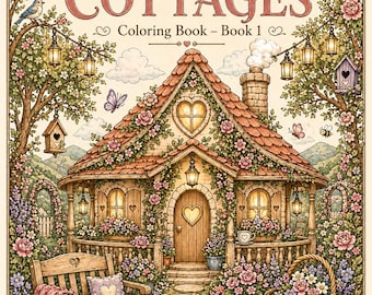 Cottages Cozy Series Coloring Book #1 – 25 Whimsical Designs (PDF Download)