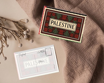 Palestine Printable Postcard – Digital Travel Art, Country Stamp Illustration, Instant Download