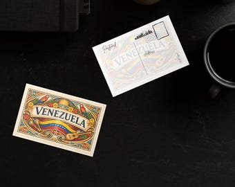 Venezuela Digital Postcard – Printable Postcard Art, Country Stamp Design, Instant Download