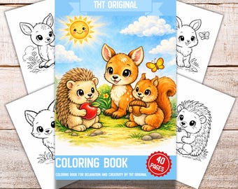 40 Cute Animals Coloring Pages – Printable Digital Coloring Book for Kids