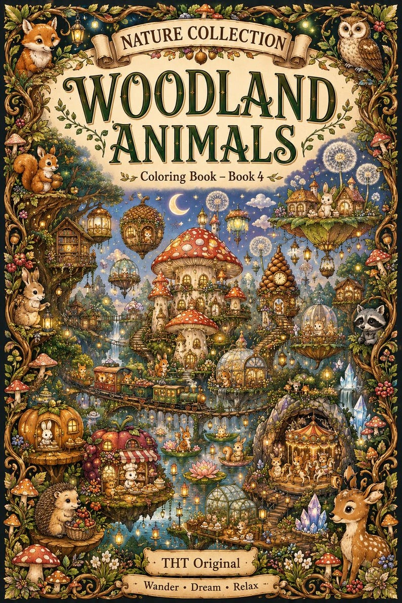 Woodland Animals Coloring Book for Adults | Printable Forest Animal ...