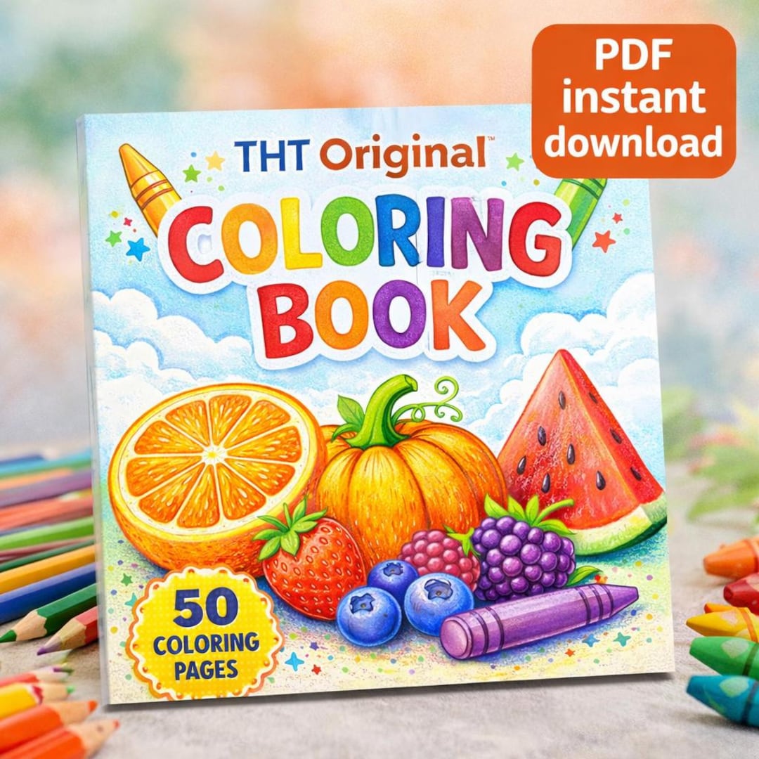 Fruits and Vegetables Coloring Book | Printable PDF | 50 Easy Coloring ...