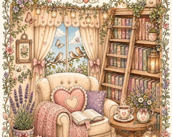 Book Nooks time Cozy Series Coloring Book #3 – 25 Whimsical Designs (PDF Download)