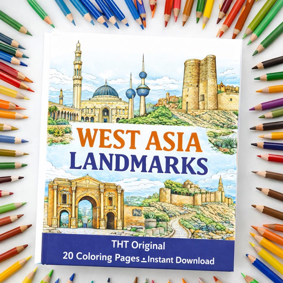 West Asia Landmarks Coloring Book | 20 Printable Pages | Middle East ...
