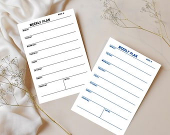 Minimalist Weekly Planner Printable | A4, A5, US Letter | 5 Colors (Instant Download)