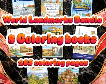 World Landmarks Coloring Book Bundle, Geography Activity (A4 Digital Download)
