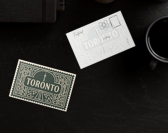 Cartolina digitale di Toronto: cartolina stampabile, design del timbro della città, download immediato