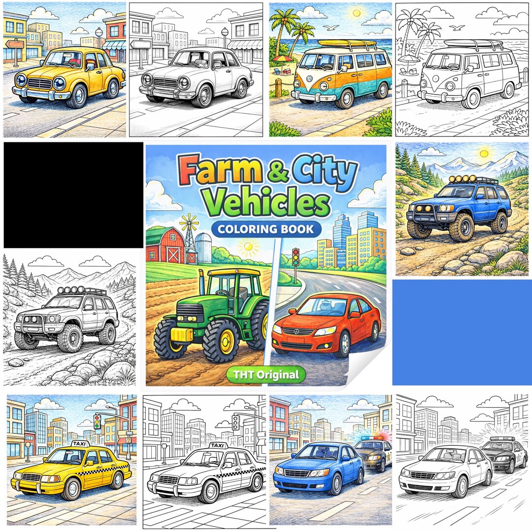 Retro Cars Coloring Book for Kids | Fun Vehicle Pages (printable PDF ...